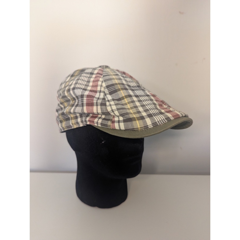 Woolrich Plaid Flat Cap Mens L 23" Cotton Ivy Newsboy Driving Cabbie Hat